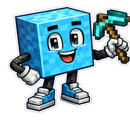Datík ve stylu Minecraftu drží diamantový krumpáč